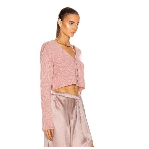NEW SABLYN Bianco Cashmere Cropped Button Front Cardigan Sweater Pink Sz M - Picture 11 of 11